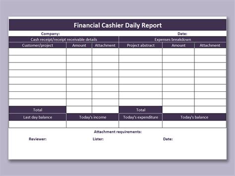 cashier spreadsheet template